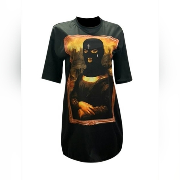 NWT Mask Face Print T-shirt Dress - Picture 2 of 6